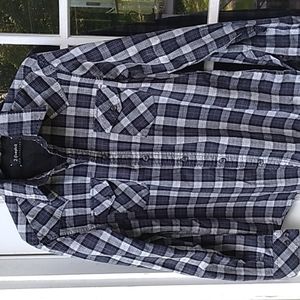 J Campbell Los Angeles Plaid Shirt, EUC, Black/Gray/White, Sz M